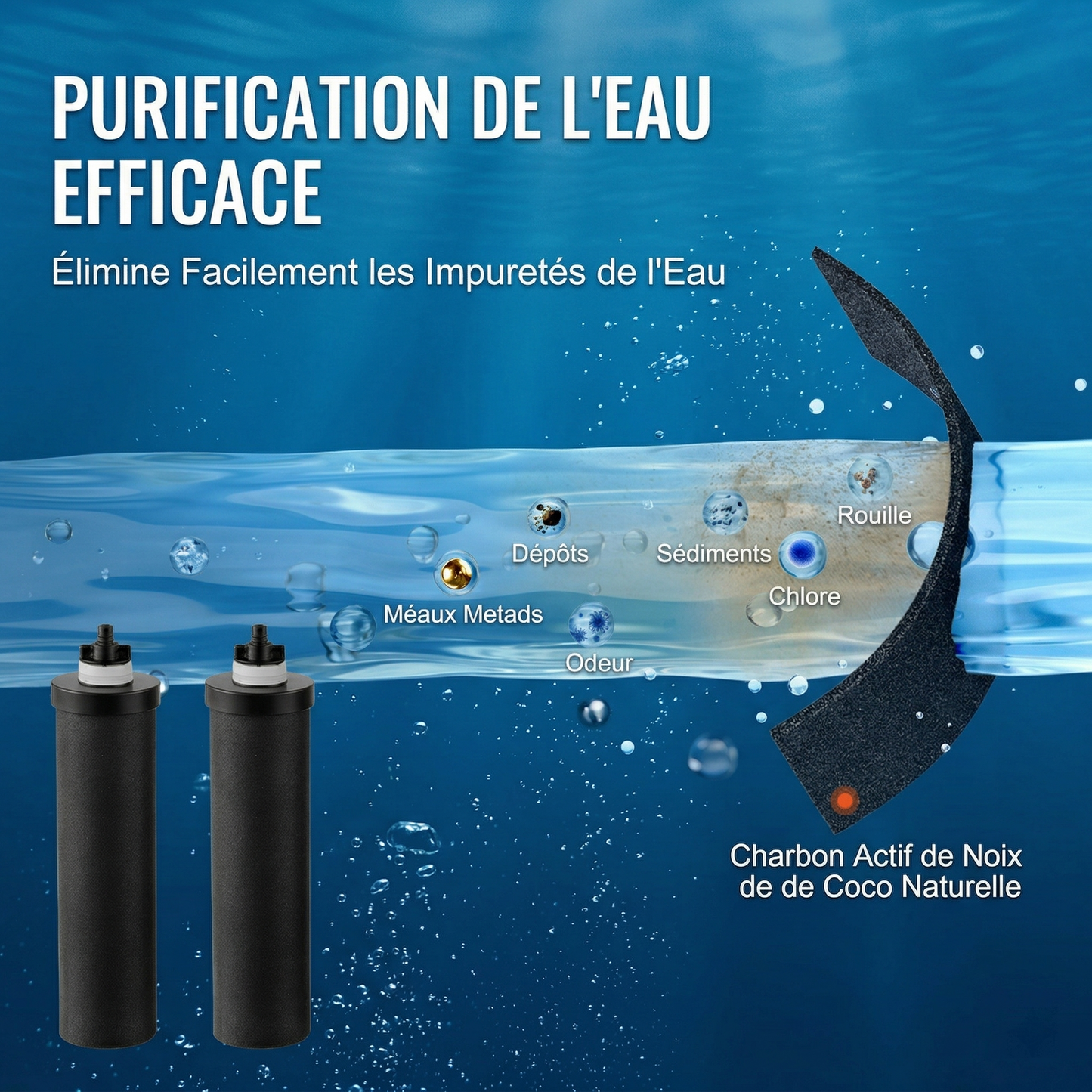 Purificateur d'Eau par Gravité en Acier Inoxydable — 5,5 L