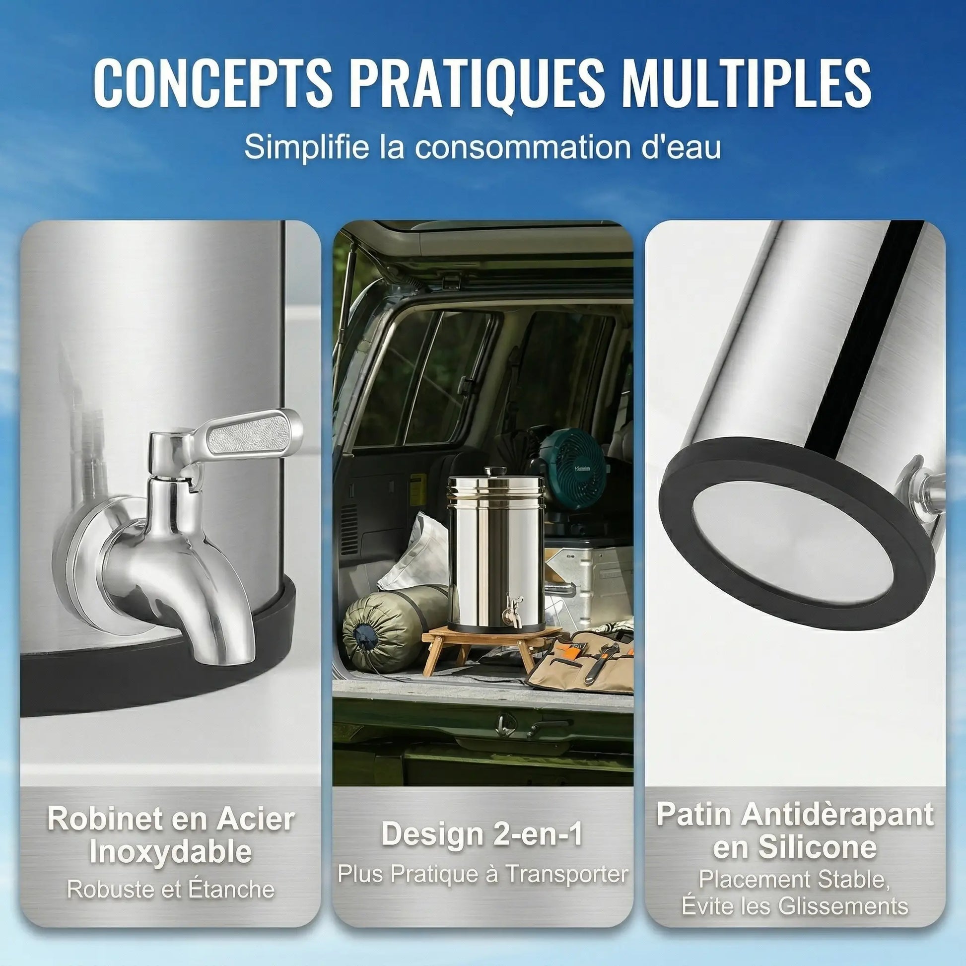 Stainless steel gravity water purifier